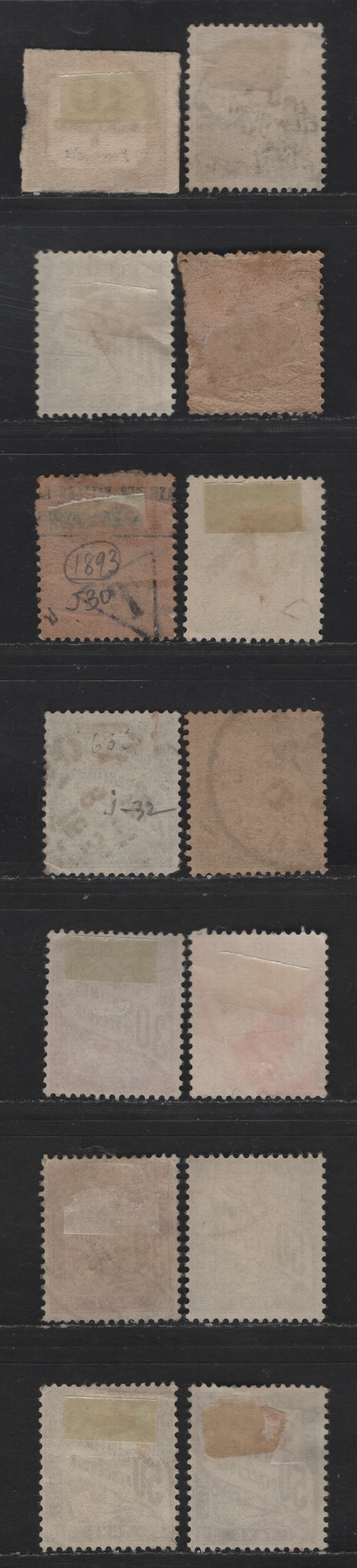 Lot 74 France SC#J3, J30-a, J31, J32-a, J38-a 10c - 50c Black - Lilac Numerals, 1859-1941 Postage Dues, 14 Fine/Very Fine Used Singles