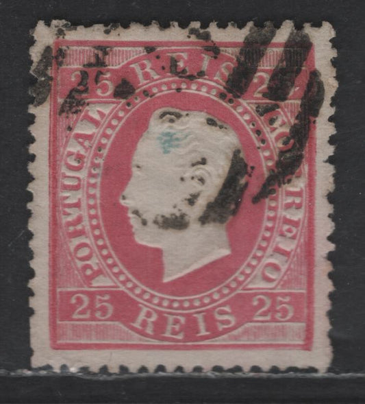 Lot 170 Portugal SC#41d 25r Rose King Luiz, 1870-1881 Embossed Issue, A Very Fine Used Single, Perf 13.5