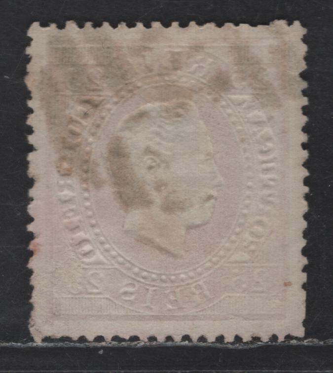 Portugal SC#41d 25r Rose King Luiz, 1870-1881 Embossed Issue, A Very Fine Used Single, Perf 13.5