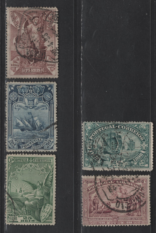Portugal SC#147, 149-152 2.5r - 75r Blue Green - Violet Brown Vasco da Gamma, 1898  Vasco da Gama Issue, 5 Fine Used Singles