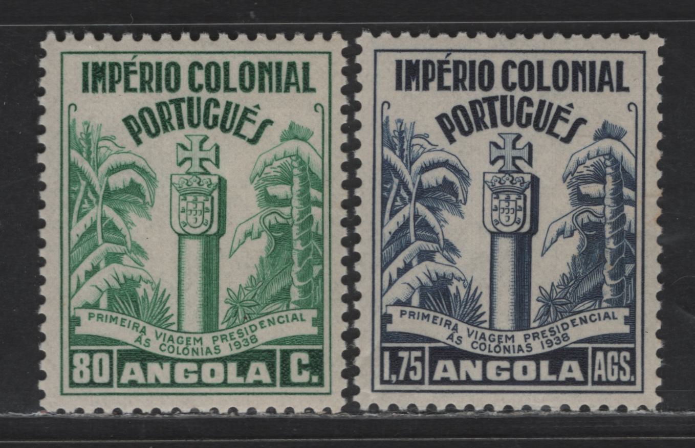 Lot 224 Angola SC#292-293 80c - 1.75a Blue Green - Deep Blue Visit Of President of Portugal, 1938 Visit Of President of Portugal Issue, 2 VFOG Singles