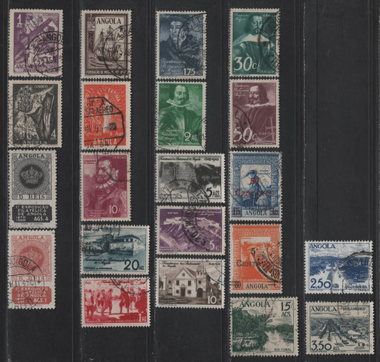 Lot 225 Angola SC#300-301, 305-315, 317, 322-323A, 325, 329-332 5c on 80c - 4a Orange - Black Surcharged - Holy Year, 1945-1950 Surcharged - Holy Year Issues, 21 Very Fine Used Singles