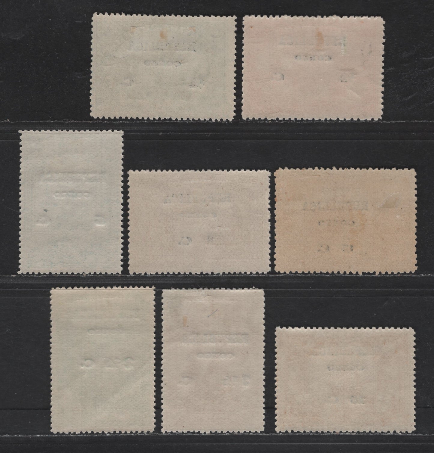 Lot 252 Portuguese Congo SC#75-82 5c on 1/2a - 15c on 24a Blue Green - Bistre Vasco da Gama, 1913 Republica Overprints On Macao Stamps Issue, 8 F/VFOG Singles