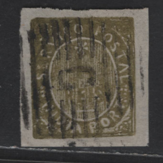 Lot 273 Portuguese India SC#170 4.5r Olive Green Numeral, 1883 Numeral Issue, A Very Fine Used Imperf Single