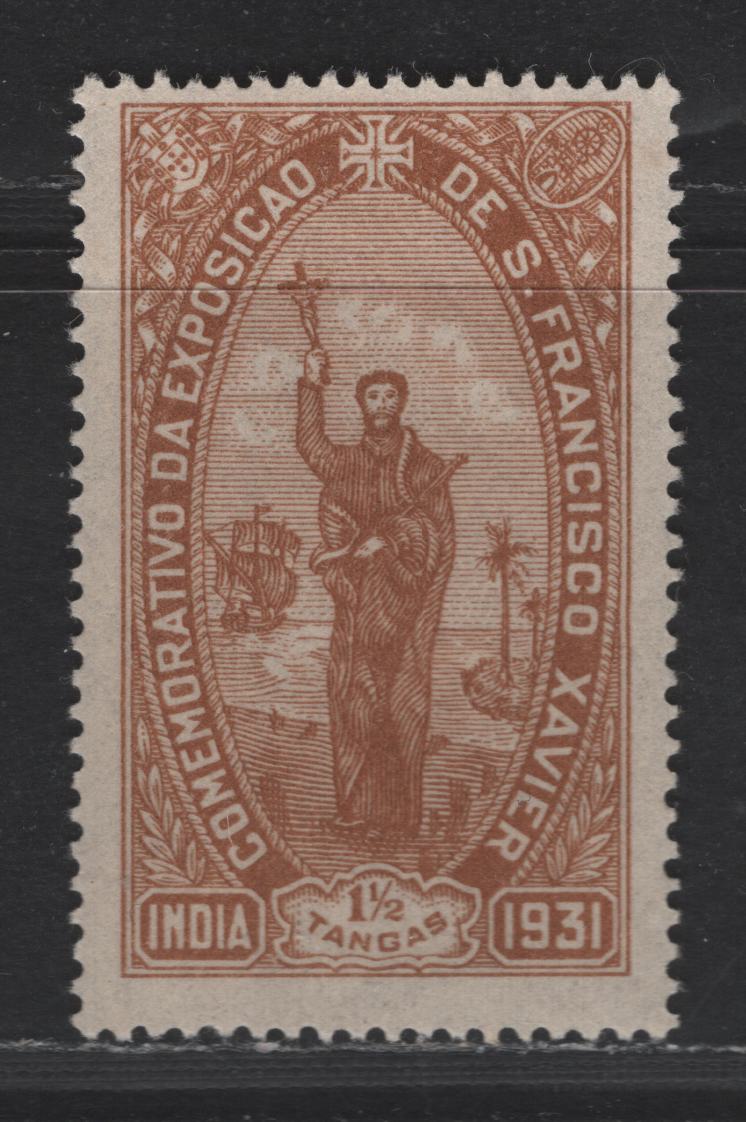 Lot 287 Portuguese India SC#417 1.5t Yellow Brown St. Francis Xavier, 1931 Exposition of St Francis Xavier Issue, A FNH Single