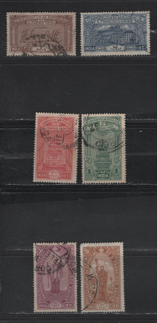 Lot 289 Portuguese India SC#414-419 1r - 2.5t Gray Green - Red St. Francis Xavier, 1931 Exposition of St Francis Xavier Issue, 6 Fine/Very Fine Used Singles