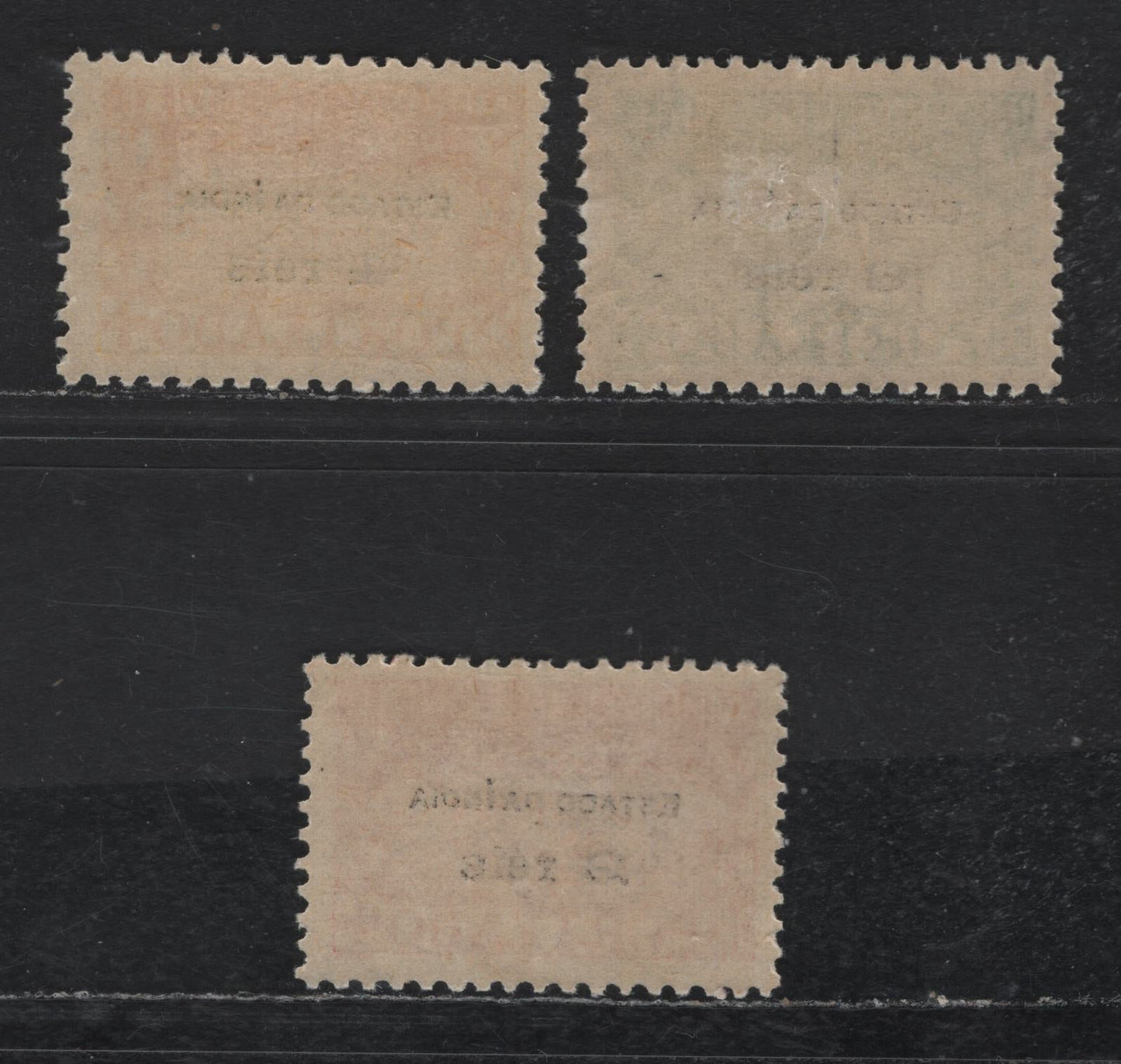 Lot 296 Portuguese India SC#J37, J39-J40 2r - 6r Bright Carmine - Yellow Green Numerals, 1945 Postage Dues, 3 VFOG Singles