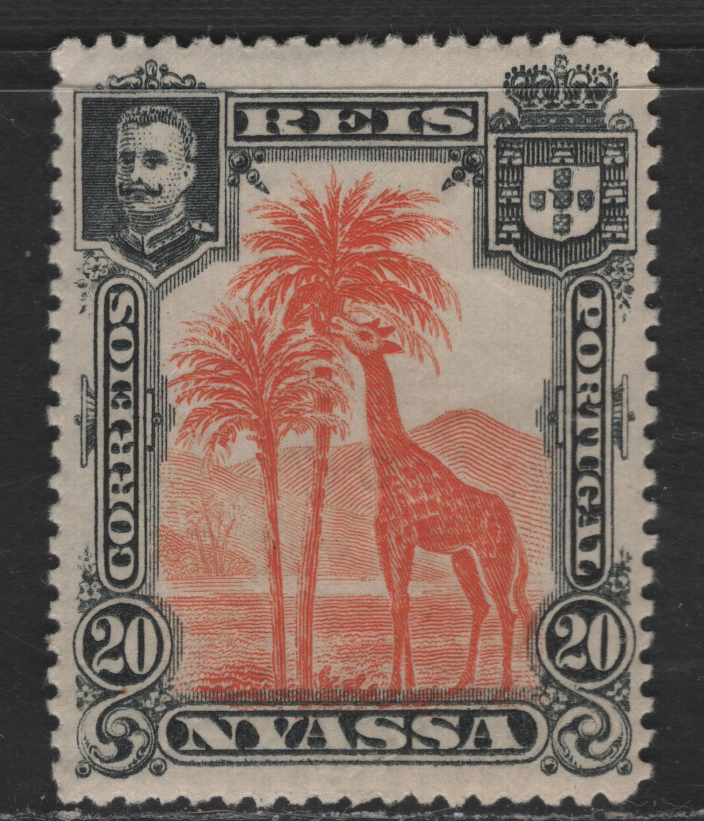 Lot 202 Nyassa SC#30 20r Black & Orange Red Giraffe, 1901 Pictorial Issue, A VFNH Single, Perf 14