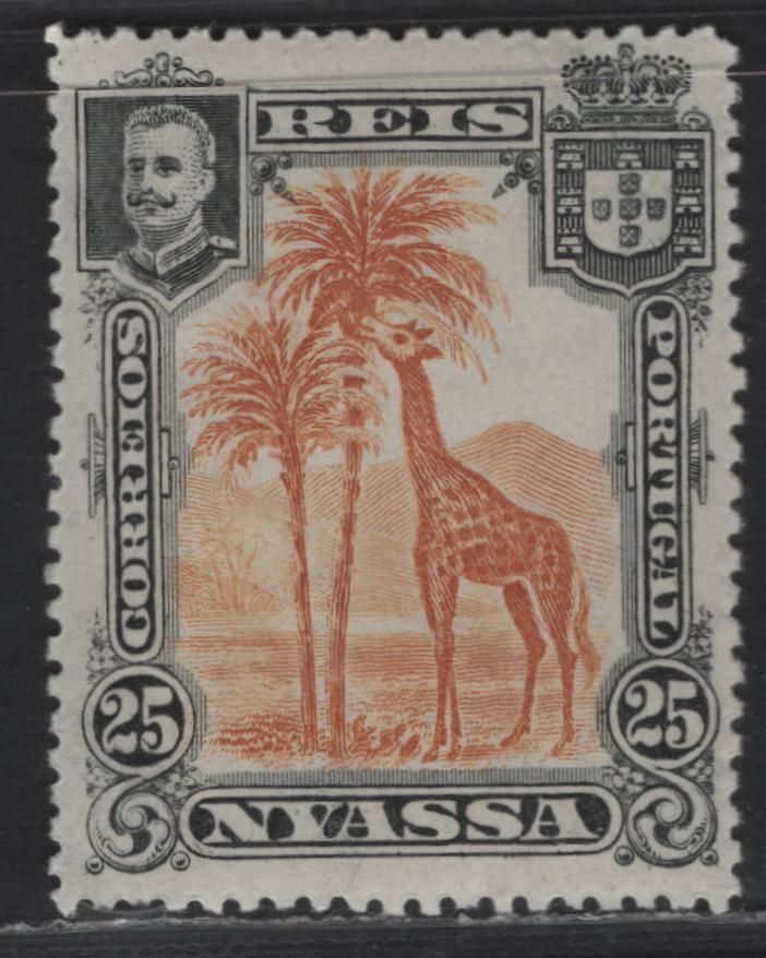 Nyassa SC#31var 25r Black & Orange Giraffe, 1901 Pictorial Issue, A VFOG Single, Perf 14.5 Instead of the Common Perf 14