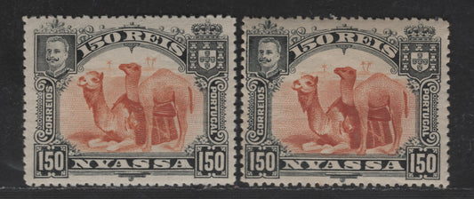 Lot 230 Nyassa SC#36 150r Black & Deep Orange Camel, 1901 Pictorial Issue, 2 VFNH Singles, Slightly Different Shades, Perf 14