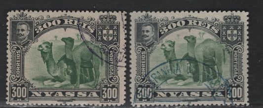 Lot 235 Nyassa SC#38var 300r Black & Yellow Camel, 1901 Pictorial Issue, 2 Fine/Very Fine Used Singles, Perfs 14.75 & 15