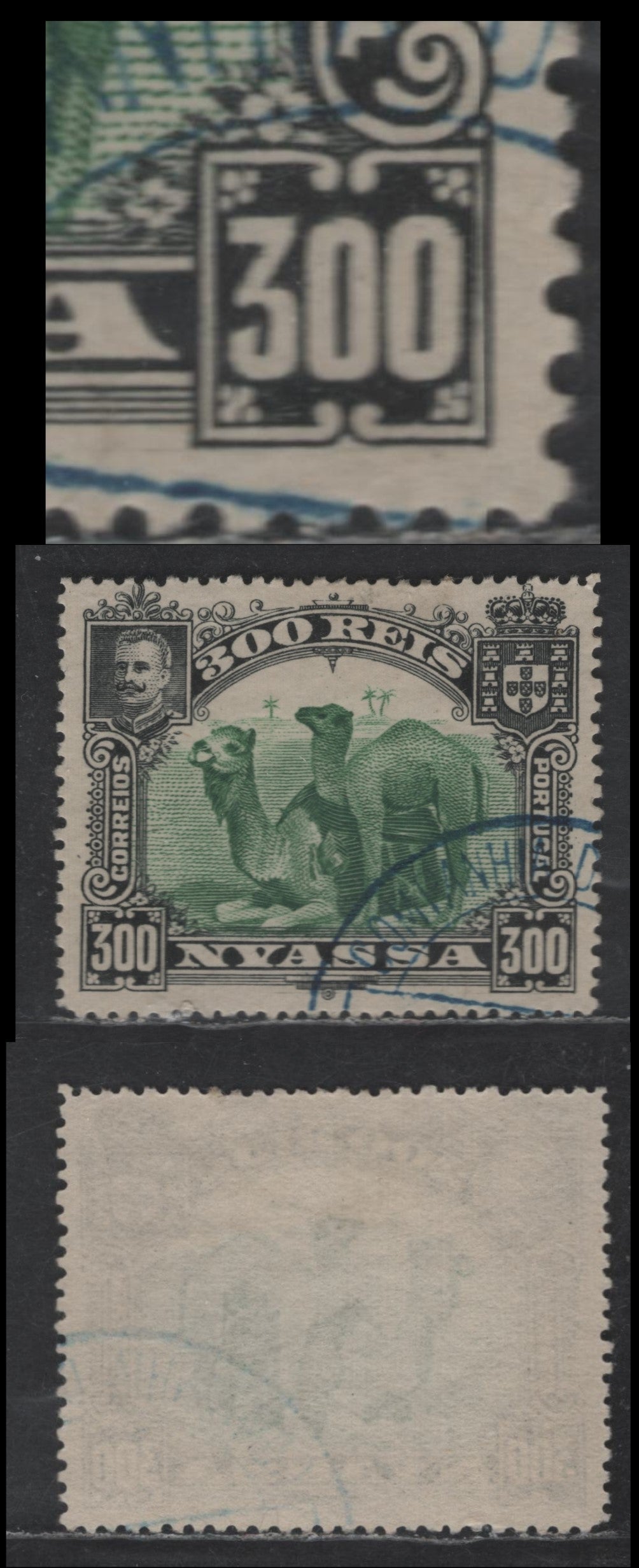 Lot 236 Nyassa SC#38var 300r Black & Yellow Green Camel, 1901 Pictorial Issue, A Very Fine Used Single, Perf 15, Re-Entry In Right Value Tablet