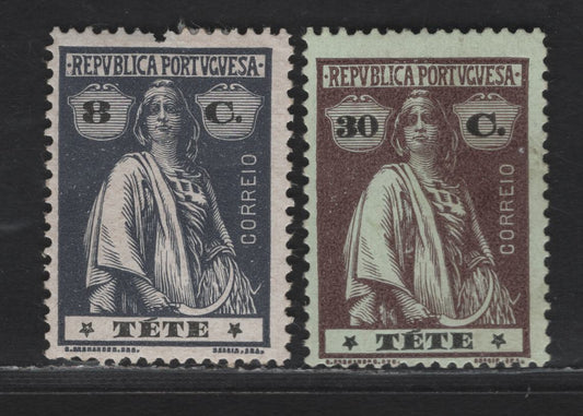 Lot 319 Tete SC#33, 37 8c - 30c Slate - Brown on Green Ceres, 1914 Ceres Issue, 2 F/VFOG Singles, Chalky Paper, Perf 15x14