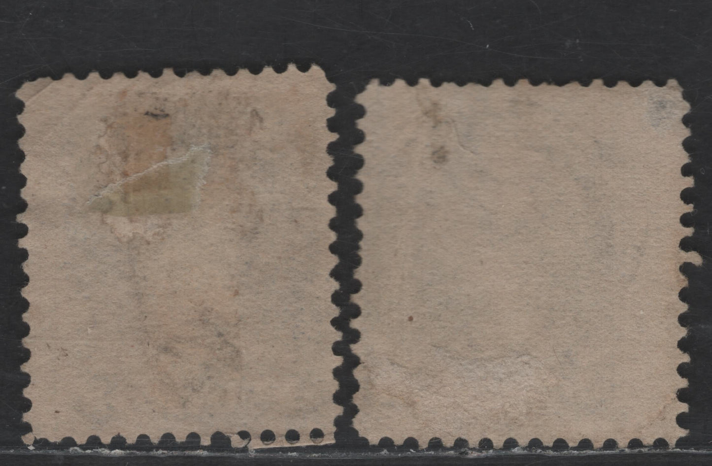 Lot 340 Canada SC#42 5c Gray Queen Victoria, 1870-1897 Small Queen Issue, 2 Very Good/Fine Used Singles, Papers 2O-X & 2O-Y, Scarce Paper Types, Early to Mid Second Ottawa Printings