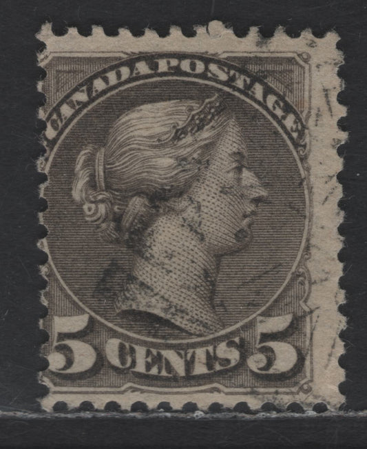Lot 341 Canada SC#42var 5c Deep Gray Queen Victoria, 1870-1897 Small Queen Issue, A Very Good Used Single, Paper 2O-J, Showing Offset On Back, Mid To Late Second Ottawa Printing