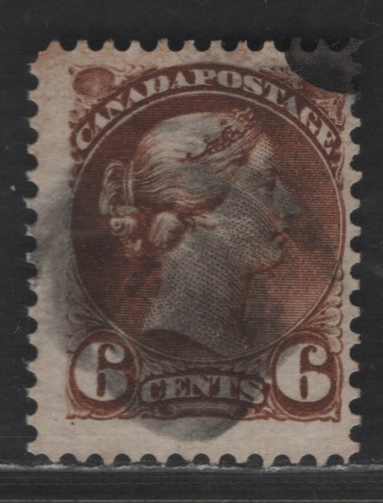 Lot 342A Canada SC#39d 6c Brown Queen Victoria, 1870-1893 Small Queen Issue, A Fine Used Single, Perf 12.2, Mid to Late Montreal