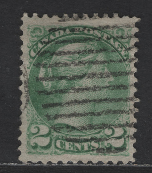 Lot 359 Canada SC#36i 2c Light Green Queen Victoria, 1870-1893 Small Queen Issue, A Very Fine Used Single, Second Ottawa Printing, Grayish Newsprint (2O-C) Paper, Perf 12x12.1