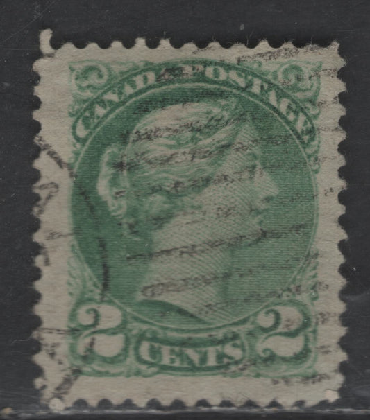 Lot 364 Canada SC#36 2c Pale Dull Green Queen Victoria, 1870-1893 Small Queen Issue, A Very Fine Used Single, Early Second Ottawa Printing, Grayish Newsprint (2O-C) Paper, Perf 12 With Very Worn Impression