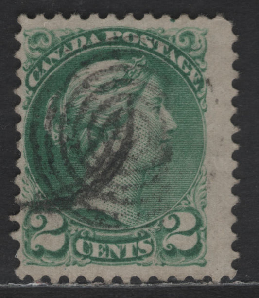 Lot 369 Canada SC#36i 2c Bluish Green Queen Victoria, 1870-1893 Small Queen Issue, A Fine Used Single, Late Montreal Printing, Paper LM-M, Perf 12.1x12