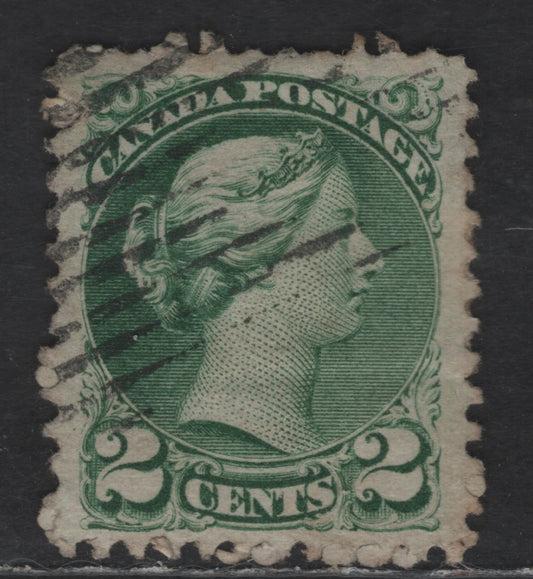 Lot 375 Canada SC#36e 2c Grass Green Queen Victoria, 1870-1893 Small Queen Issue, A Very Fine Used Single, Mid Montreal Printing, Paper EM-A, Perf 11.75x11.9