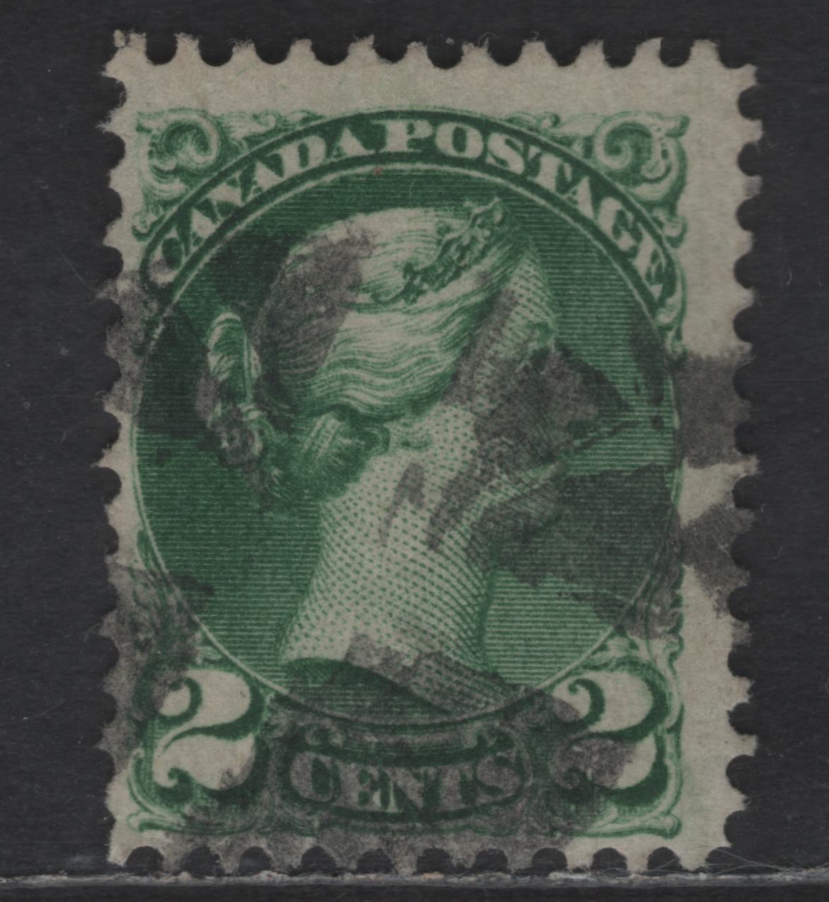 Lot 376 Canada SC#36e 2c Deep Grass Green Queen Victoria, 1870-1893 Small Queen Issue, A Fine Used Single, Mid-Montreal Printing, Paper MM-D, No Position Dots, Perf 11.6x11.9