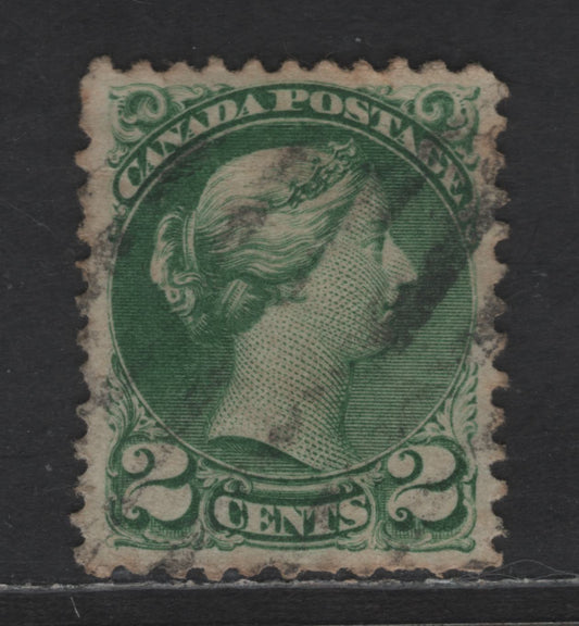 Lot 377 Canada SC#36e 2c Grass Green Queen Victoria, 1870-1893 Small Queen Issue, A Very Fine Used Single, Mid-Montreal Printing, Paper MM-H (Thicker Paper), Perf 11.6x11.9