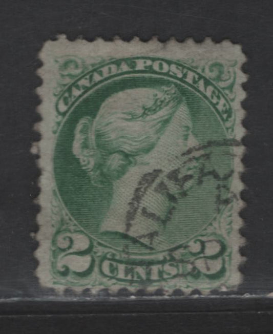 Lot 388 Canada SC#36var 2c Green Queen Victoria, 1870-1893 Small Queen Issue, A Fine Used Single, First Ottawa Printing, Paper FO-F, Unlisted In Unitrade