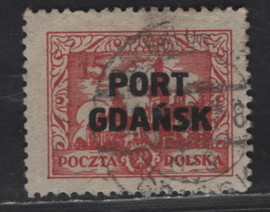 Lot 164 Polish Offices Abroad 1K131K13 15g Rose Red Wawel Castle, 1926-1927 Offices In Danzig Issue, A Very Fine Used Single, Thick Overprint On Original Design, 15' Touching Cloud Lines, Cancel Lies On Top Of 'P'