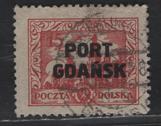Lot 164 Polish Offices Abroad 1K131K13 15g Rose Red Wawel Castle, 1926-1927 Offices In Danzig Issue, A Very Fine Used Single, Thick Overprint On Original Design, 15' Touching Cloud Lines, Cancel Lies On Top Of 'P'