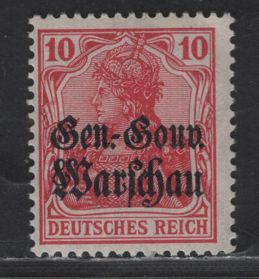 Lot 175 Poland MI#10c (SC# N10) 10pf Lilac Red Portrait, 1916-1917 General Government Overprinted Issue, A FNH Single