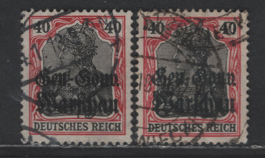 Lot 179 Poland MI#15a-b (SC# N15) 40pf Dark Reddish Carmine & Black - Carmien Red & Black Portrait, 1916-1917 General Government Overprinted Issue, 2 Very Fine Used Singles