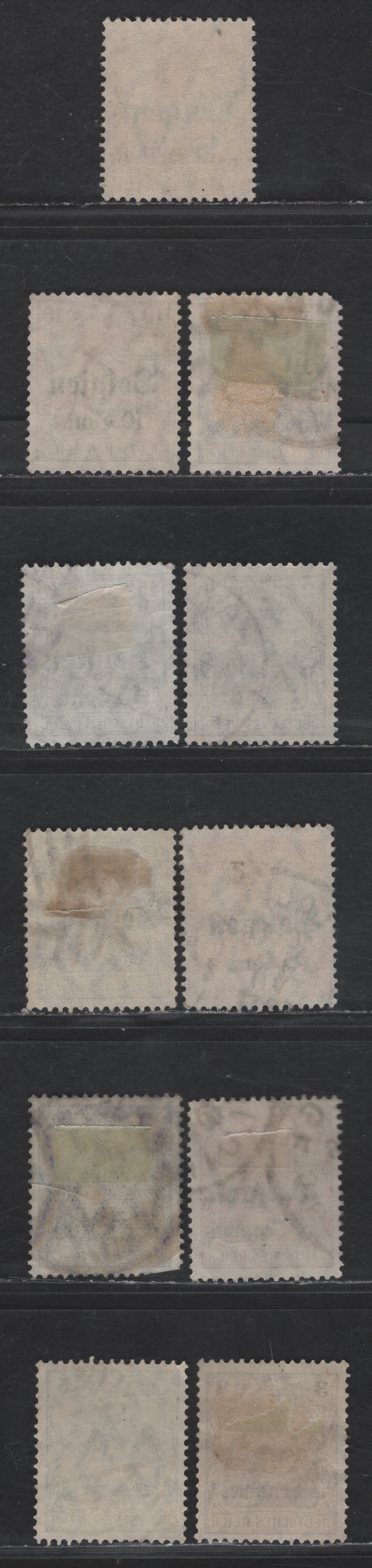 Lot 197 Belgium - German Occupation SC#N1-N4, N6, N10, N12-N16 3c on 3pf - 15c on15pf Brown - Dark Bluish Violet Portrait, 1914-1918 German Occupation Issue, 11 Fine/Very Fine Used Singles, Common 0.8mm or 0.9mm Spacings On The Second Issue