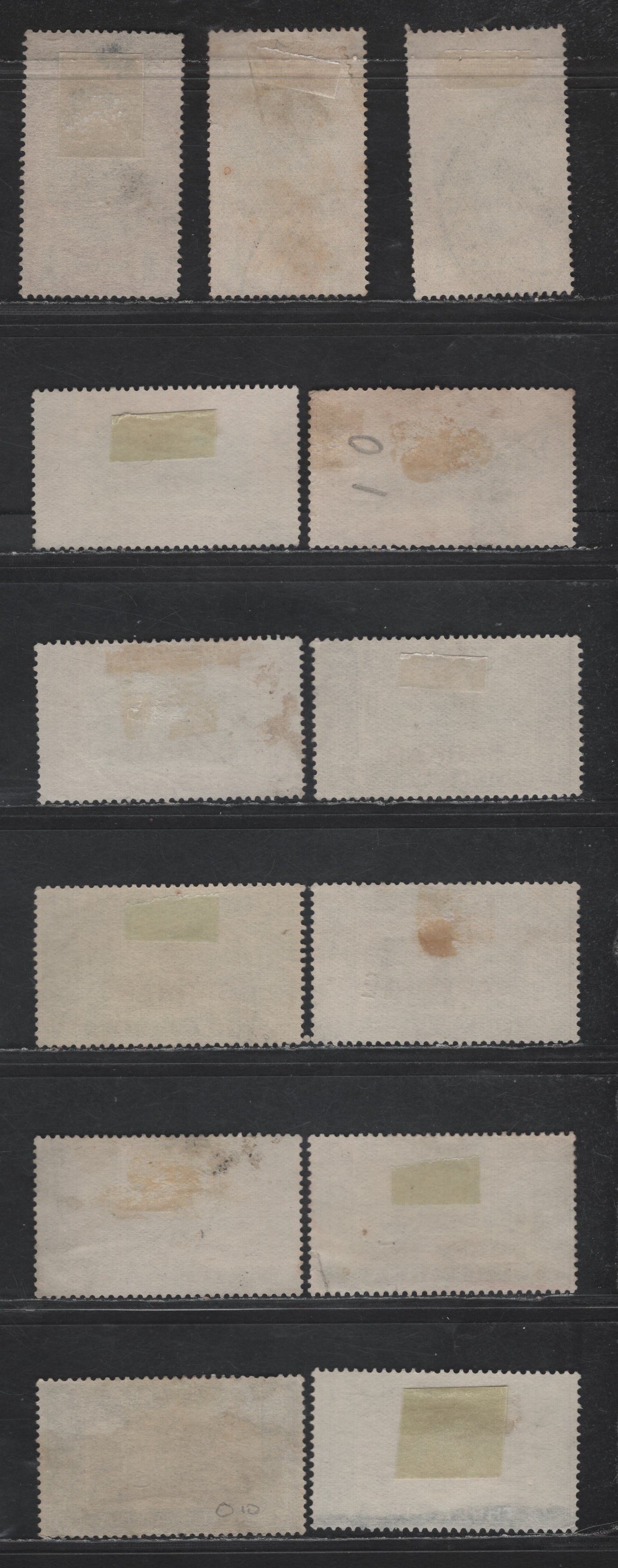 Lot 237 India - Sorulth SG#O1-a, O2-a, O3-a, O4-O5, O6a 3p - 4a Black & Blackish Green -Black & Purple Pictorial, 1929 Pictorial Issue, 9 Very Fine Used Singles, Vermillion & Red Overprint, Shade Variations