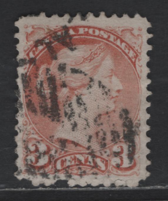 Lot 304 Canada #37ii 3c Pale Dull Red Queen Victoria, 1870-1893 Small Queen Issue, A Fine Used Single, Early Montreal Printing, Paper EM-A, Perf 11.75x12, Position Dot