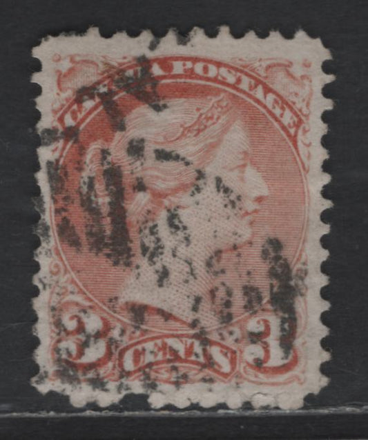 Lot 304 Canada #37ii 3c Pale Dull Red Queen Victoria, 1870-1893 Small Queen Issue, A Fine Used Single, Early Montreal Printing, Paper EM-A, Perf 11.75x12, Position Dot