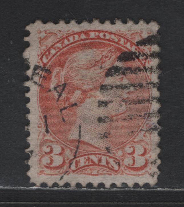 Lot 307 Canada #37ii 3c Dull Red Queen Victoria, 1870-1893 Small Queen Issue, A Very Fine Used Single, Mid Montreal Printing, Paper MM-B, Perf 11.75x12, Position Dot