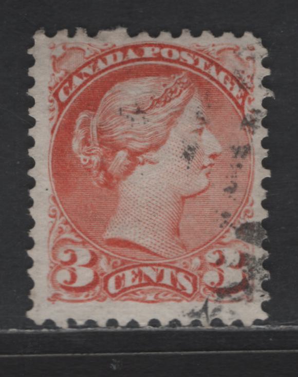 Lot 312 Canada #37iiivar 3c Dull Orange Red Queen Victoria, 1870-1893 Small Queen Issue, A Fine Used Single, Mid to Early Montreal Printing, Paper MM-B, Perf 11.75x12, Position Dot