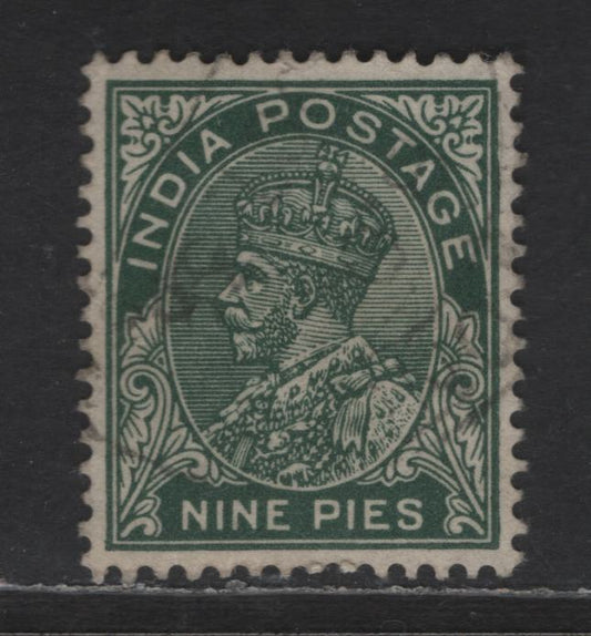 Lot 215 India #233bw 9p Deep Green, 1932-1936 King George V Wmk Multiple Star Issue, A Very Fine Used Single With Inverted Watermark, Unpriced Mint & Used In SG
