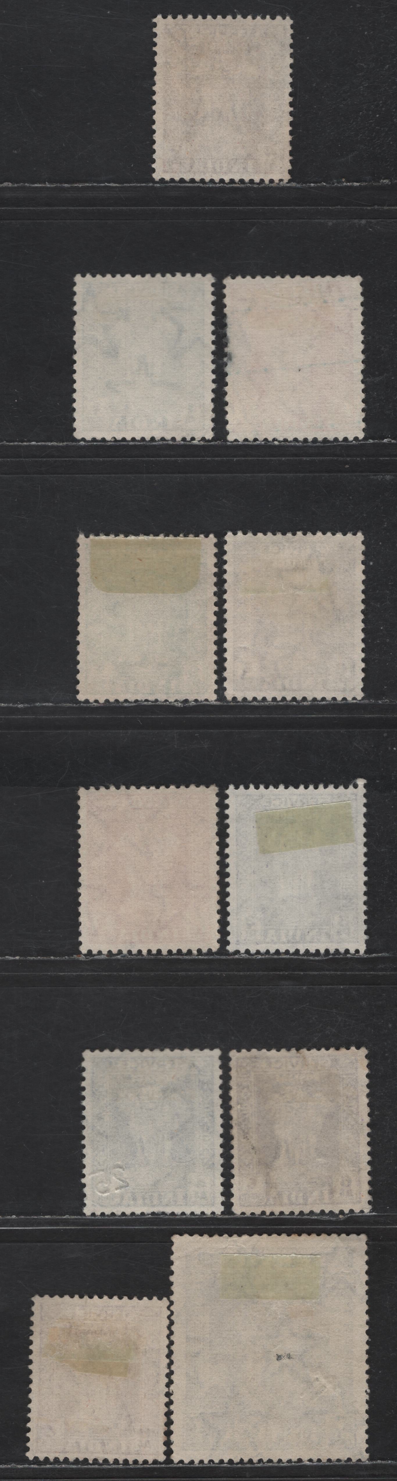 India #O151-O161 3p Slate Violet - 1r Violet, 1950-1951 Asokan Capitol Design Officials Issue, 11 Very Fine Used Singles