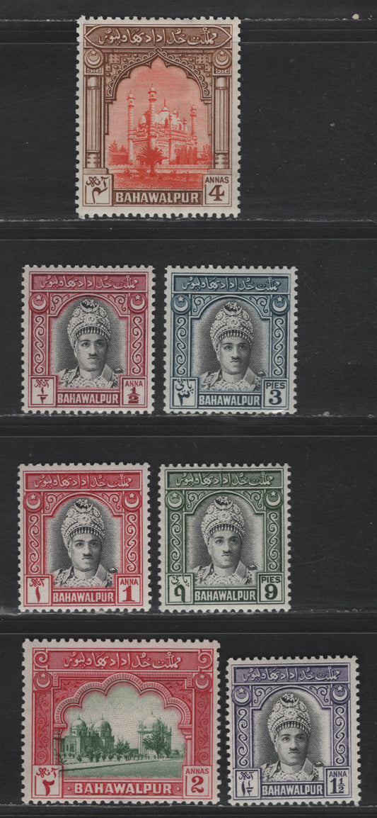 Lot 267 Pakistan  SG#19-25 3p - 4a Black & Blue - Orange & Brown Pictorials, 1948 Pictorial Issue, 7 VFNH Singles