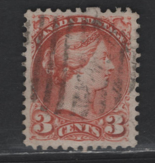 Lot 321 Canada #37iii, 37e 3c Dull Red Queen Victoria, 1870-1893 Small Queen Issue, A Very Fine Used Single, Mid Montreal Printing, All Different Shades, Paper MM-L, Perf 11.75x12, Position Dot