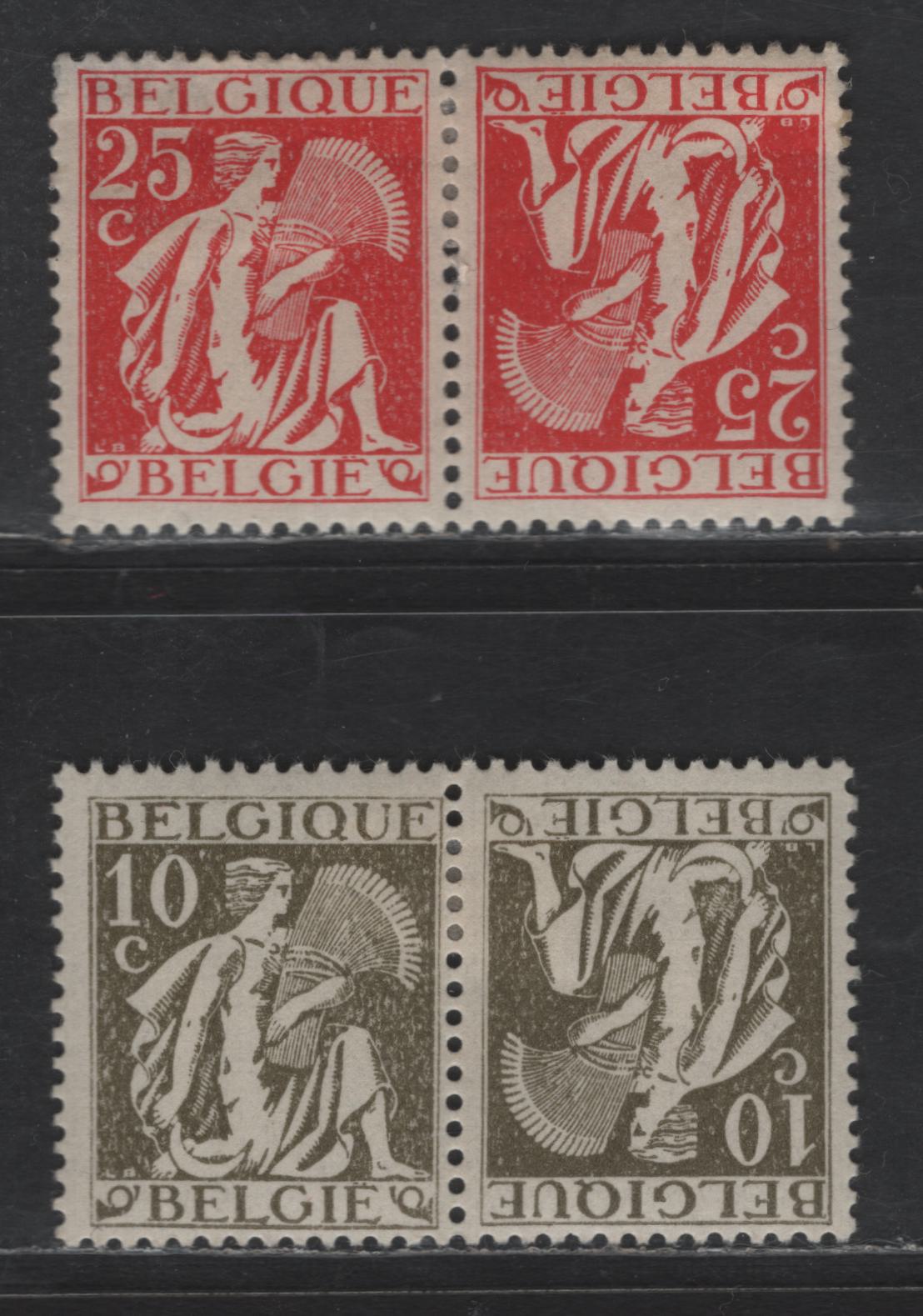 Lot 195 Belgium #247a, 249a 10c & 25c, 1932 Gleaner Issue, 2 VFOG Tete-Beche Pairs