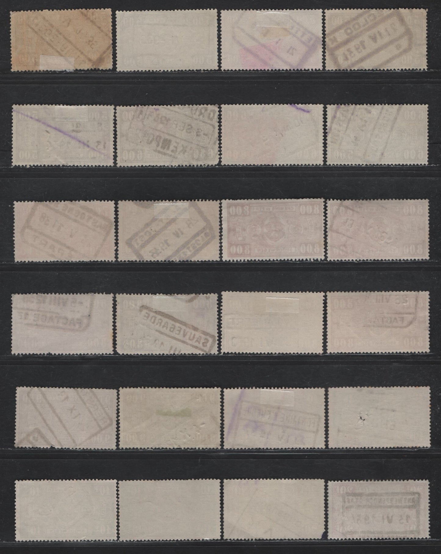 Lot 205 Belgium #Q140, Q142, Q145, Q146, Q147-Q152, Q156, Q160-Q163, Q164-Q168 10c Vermilion - 20f Magenta, 1923-1940 Parcel Post Issue, 50 F & VF Used Singles With Shades