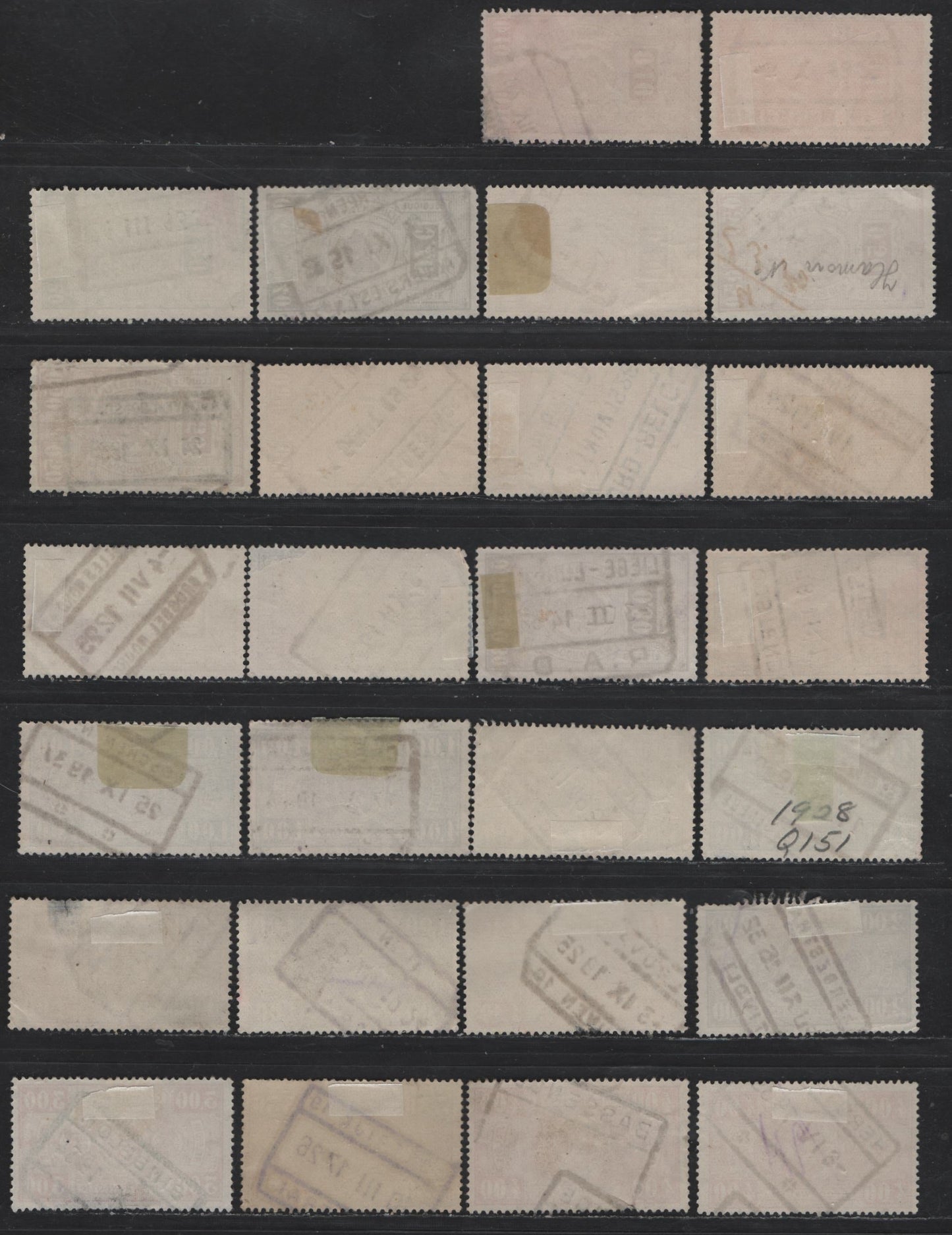 Lot 205 Belgium #Q140, Q142, Q145, Q146, Q147-Q152, Q156, Q160-Q163, Q164-Q168 10c Vermilion - 20f Magenta, 1923-1940 Parcel Post Issue, 50 F & VF Used Singles With Shades