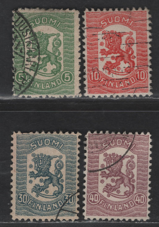 Lot 229 Finland #111-114 5p Green - 40p Brown Violet, 1918 Vasa Issue, 4 F & VF OG Singles