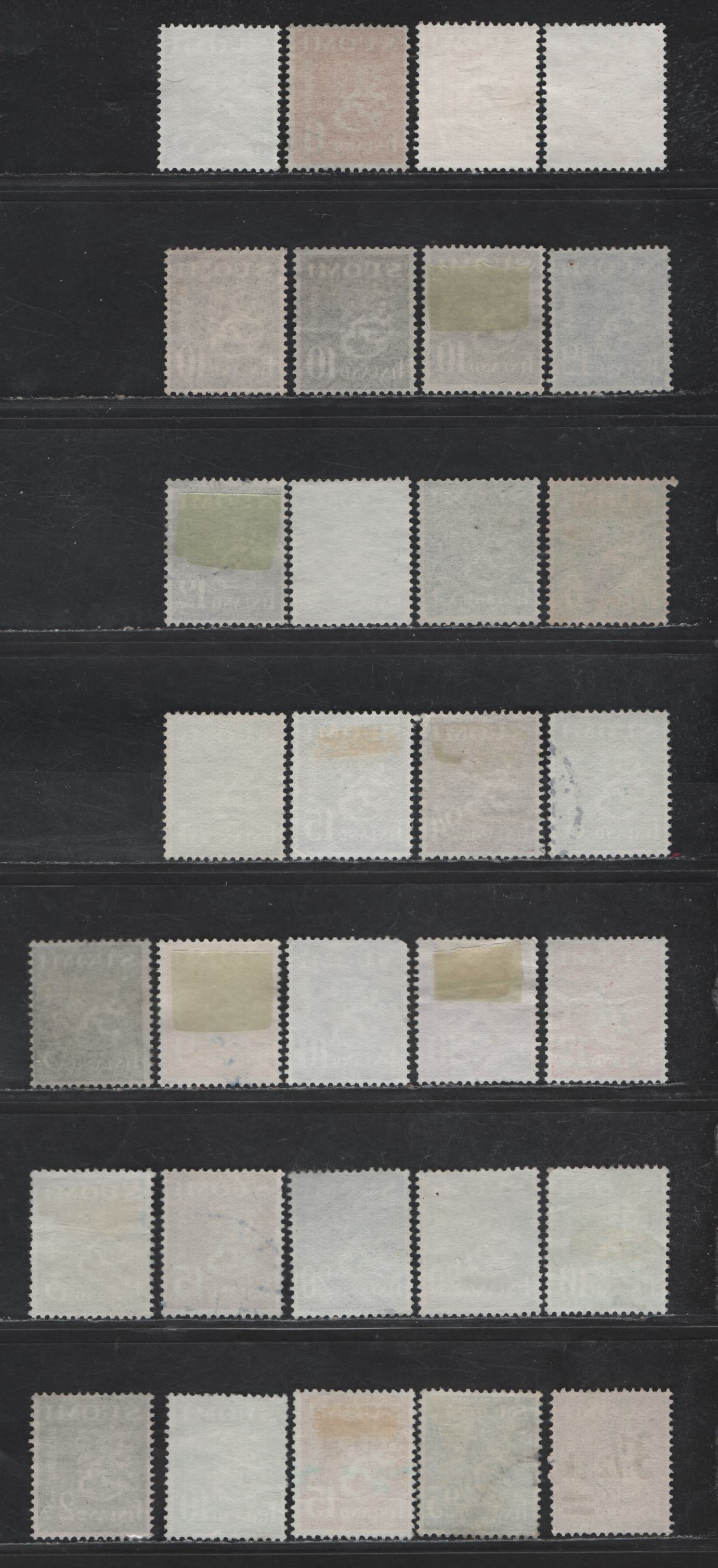 Lot 246 Finland #253, 257-262, 270-271, 273-274, 291-296, 302-305 3.5m On 2.75m Rose Violet - 25m Blue, 1947-1952 Arms Definitive Issue, 31 F & VF Used Singles With Shade Variations