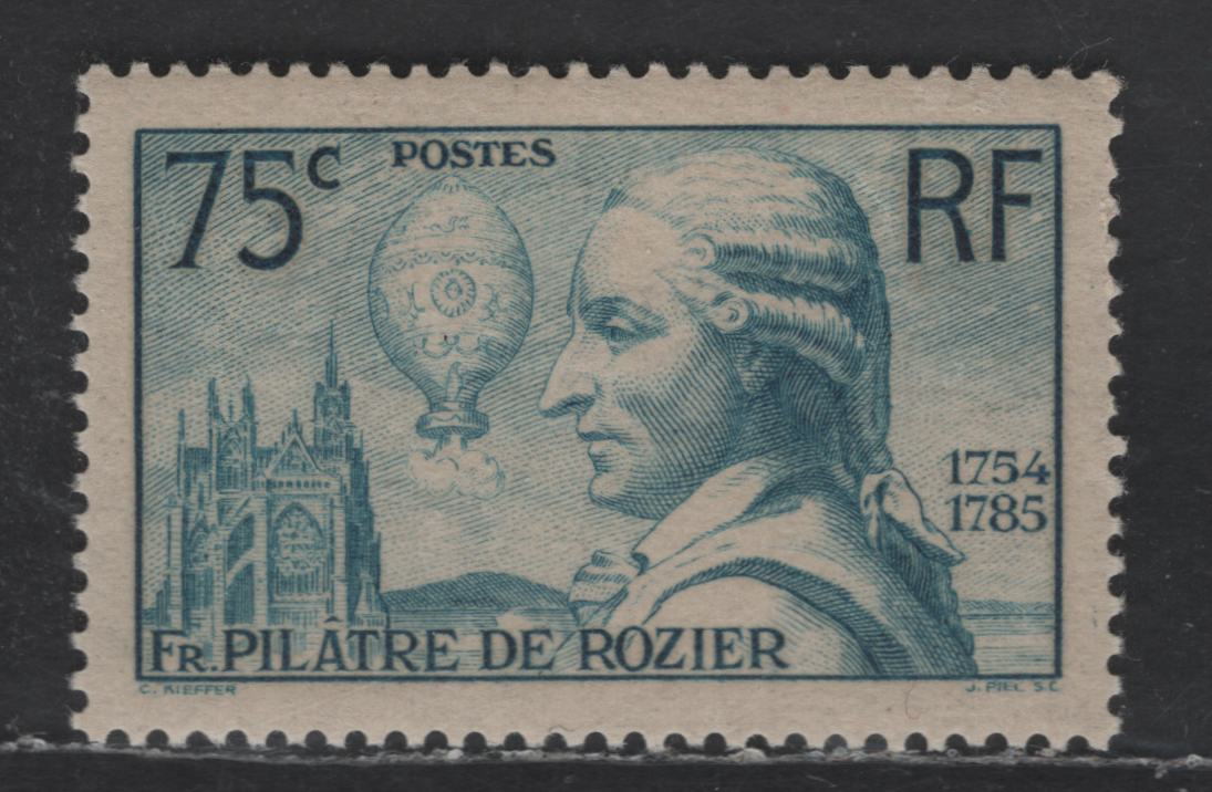 France #308 75c Prussian Blue,1936 De Rozier Issue, A VFNH Single Very Minor Spots On Gum, But NH