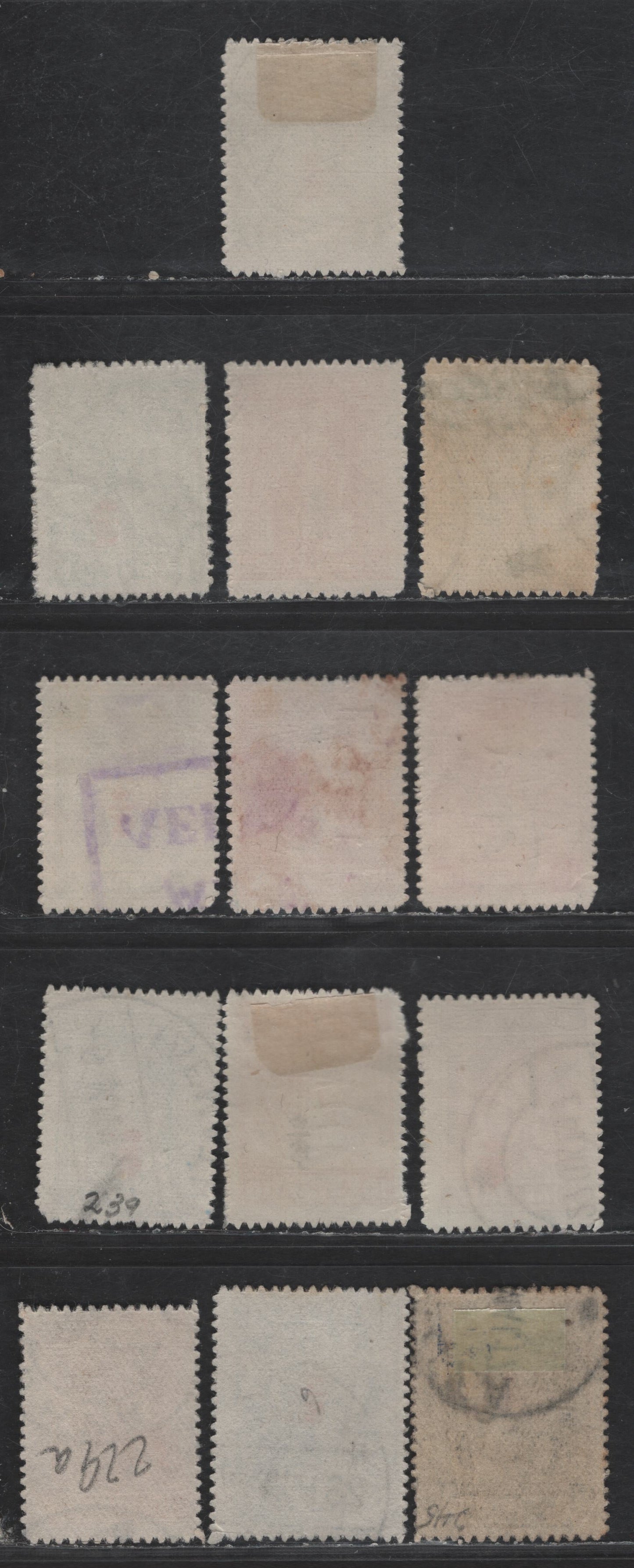 Lot 316 Greece #233-237, 239a, 242, 244, 245 1L Green - 1d Ultramarine,1916 Overprinted Hermes Issue, 13 F & VF Used Singles With Scarce 25L Ultramarine Shade And Other Shades