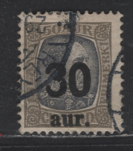 Lot 373 Iceland SC#137 30a on 50a Grey & Blue Black Surcharges, 1921-1925 Surcharges, A Fine Used Single