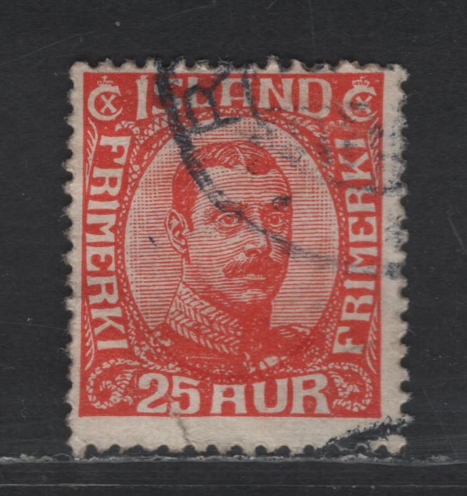 Iceland SC#121 25a Red King Christian X, 1920-1922 King Christian X, A Fine Used Single